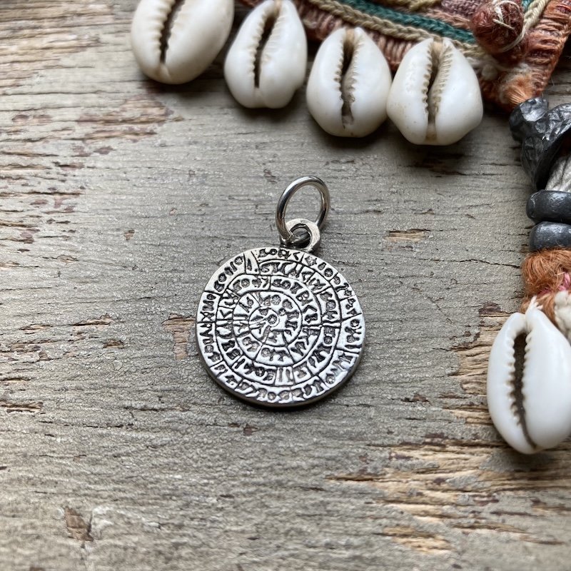 Lovely Vintage Silver Phaistos Disc Pendant