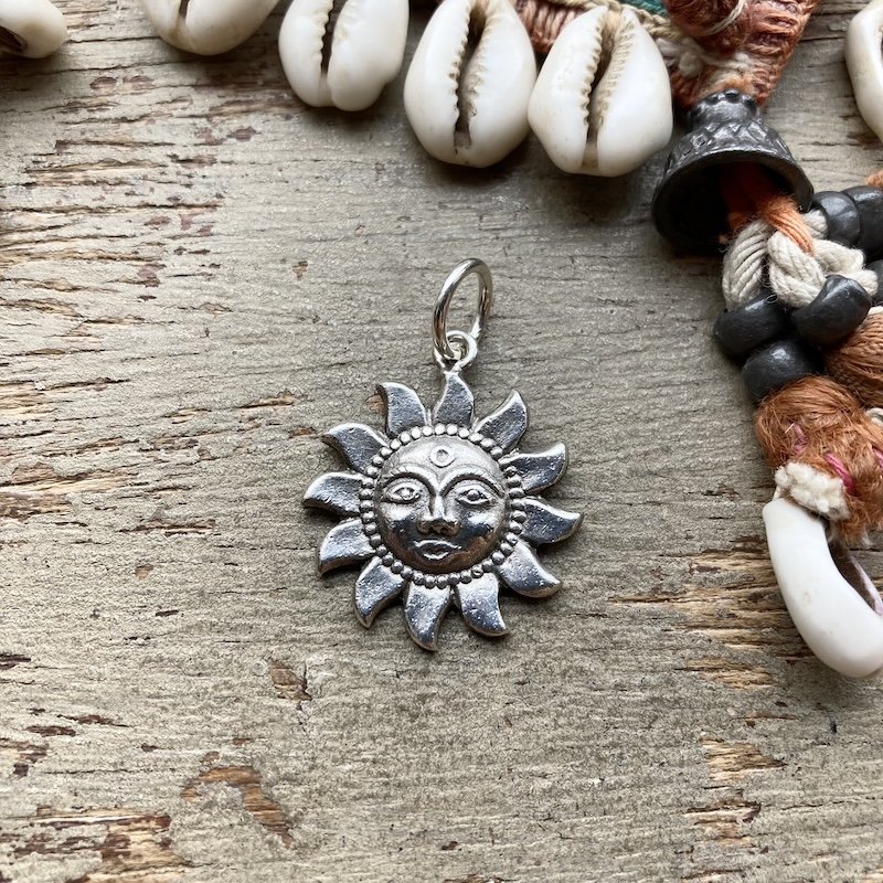 Dreamy Indian Sterling Silver Celestial Sun Pendant