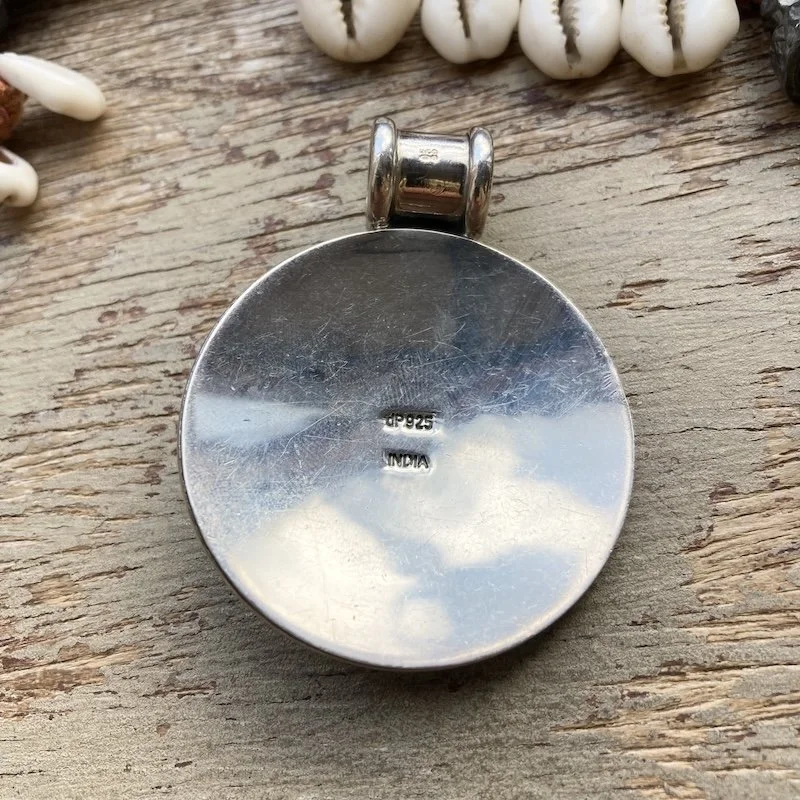 Beautiful Indian Ornate Solid Silver Pendant