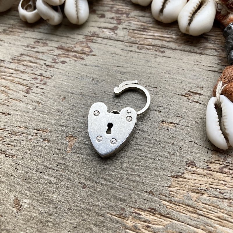 Cute Vintage Sterling Silver Love Heart Padlock