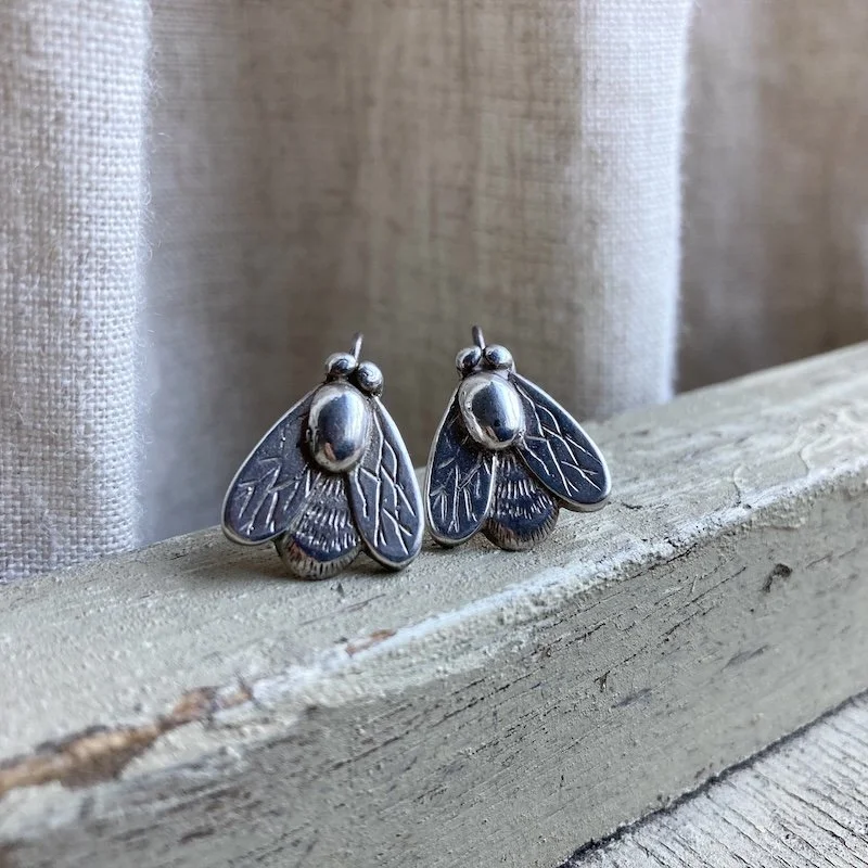 vintage solid silver fly earrings 1.jpeg