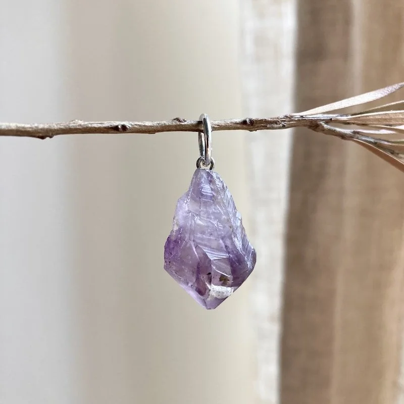 Lovely Raw Amethyst Crystal Pendant