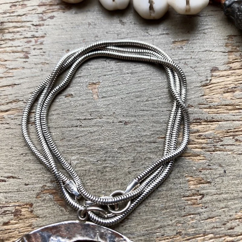 Amazing Handmade Textured Solid Silver Spiral Necklace