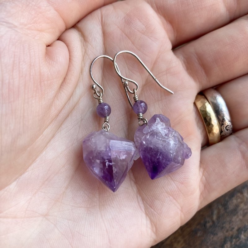 Magical Raw Amethyst Crystal Earrings