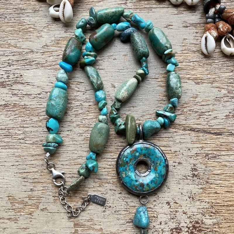 Peyote Bird turquoise and sterling silver necklace 1.jpeg