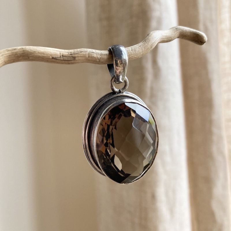 Sterling Silver Chunky Sterling Silver Smoky Quartz Pendant