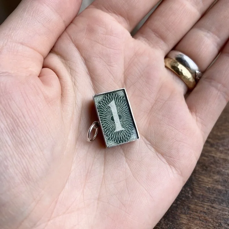 Vintage Sterling Silver £1 Note Charm Pendant