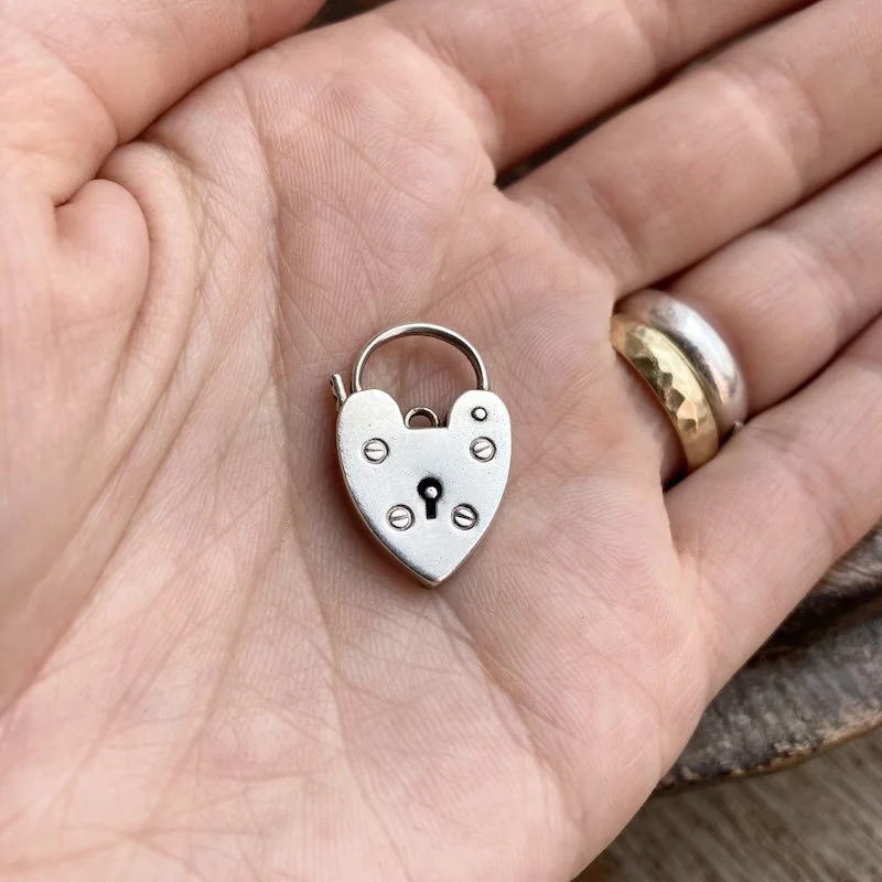 Fab Vintage Sterling Silver Love Heart Padlock