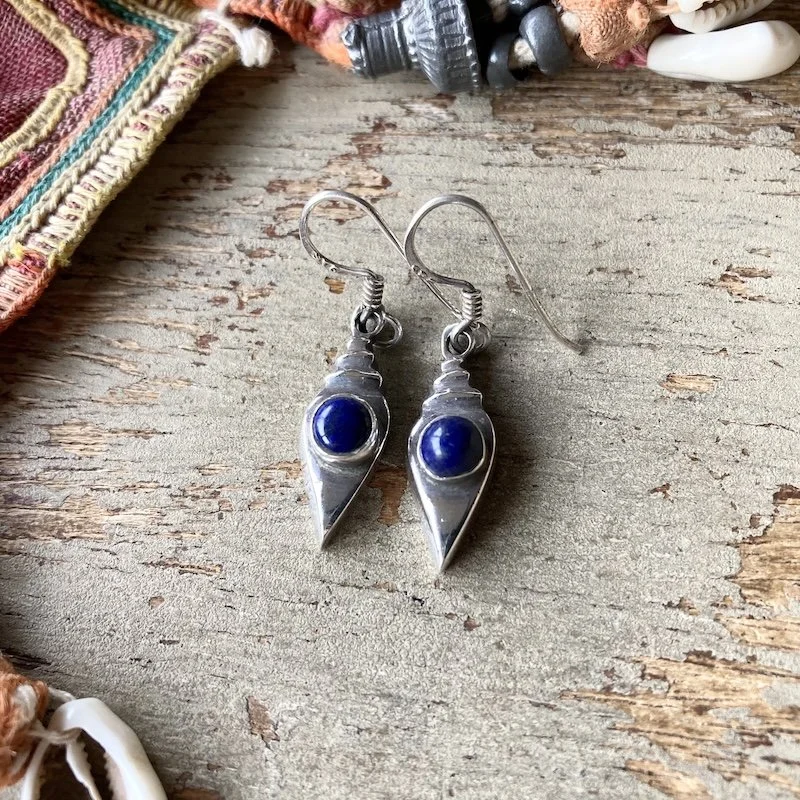 chunky solid silver and lapis lazuli earrings 1.jpeg