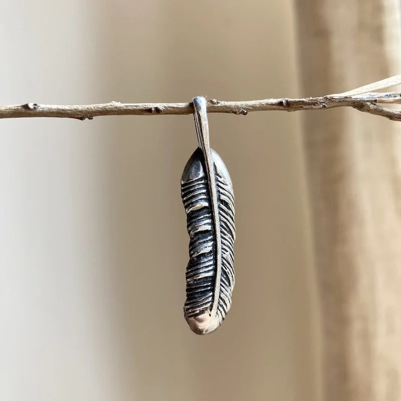 Pretty Sterling Silver Feather Pendant