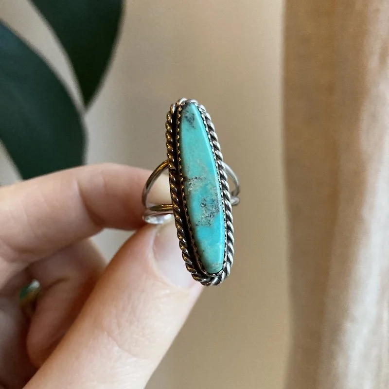 vintage Navajo sterling silver and turquoise ring 1.jpeg