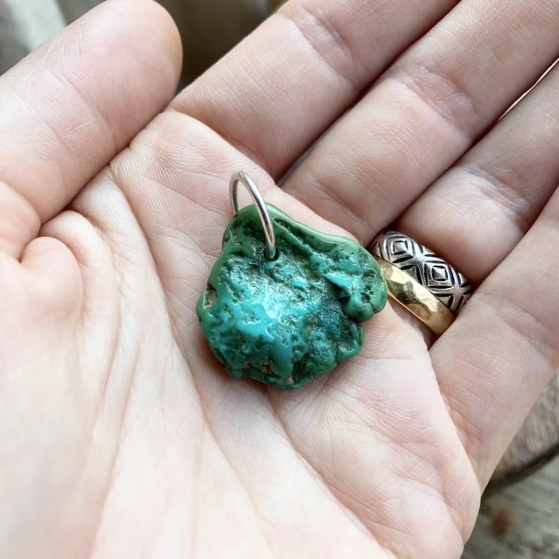 sterling silver natural turquoise nugget pendant 1.jpeg