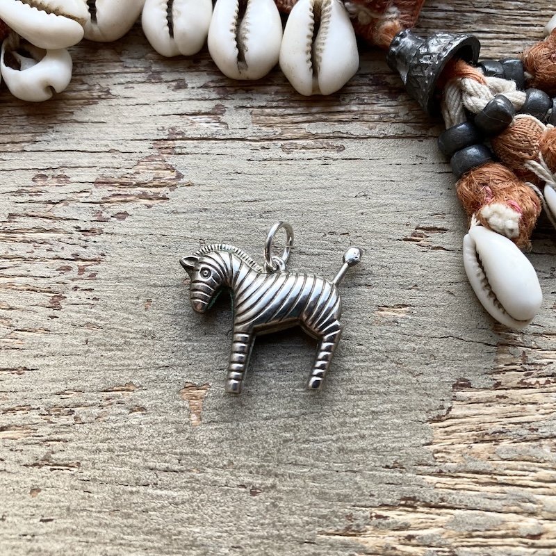 Lovely Vintage Sterling Silver Zebra Pendant