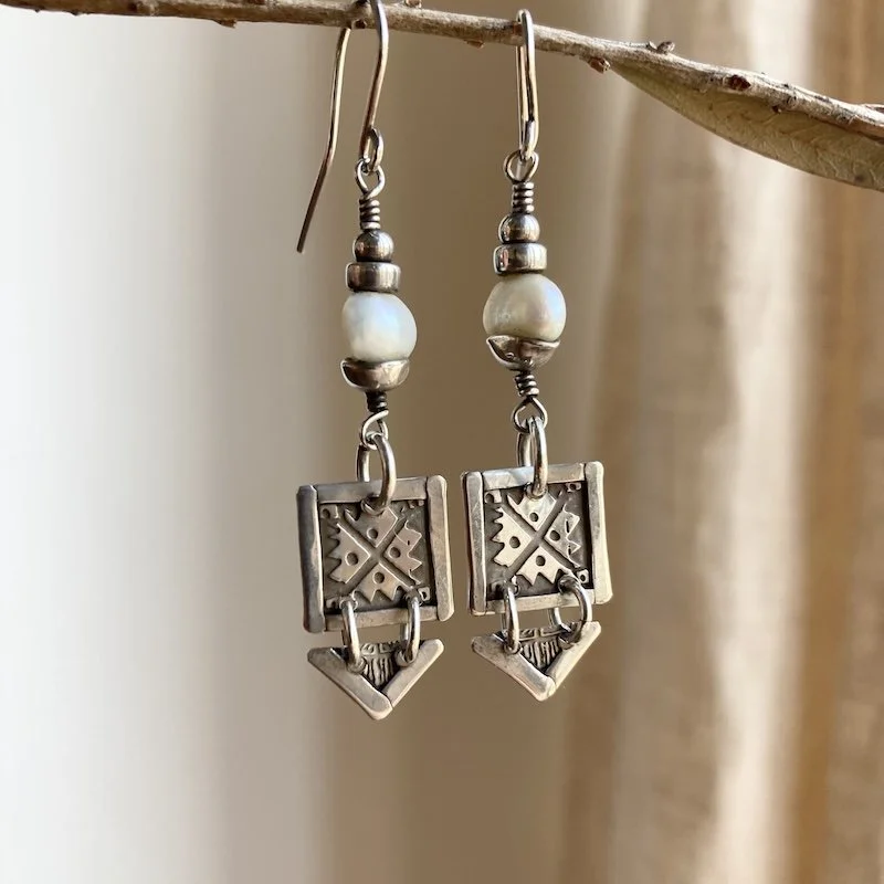 handmade dangly sterling silver earrings with pearls 5.jpeg