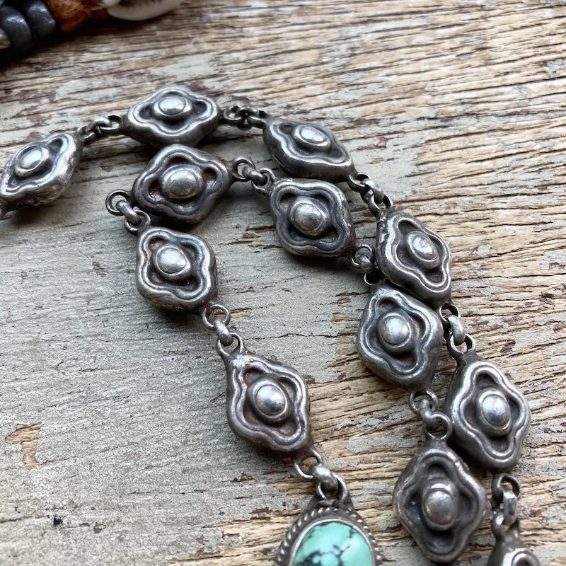 Vintage Tibetan sterling silver and turquoise snow lion necklace 4.jpeg
