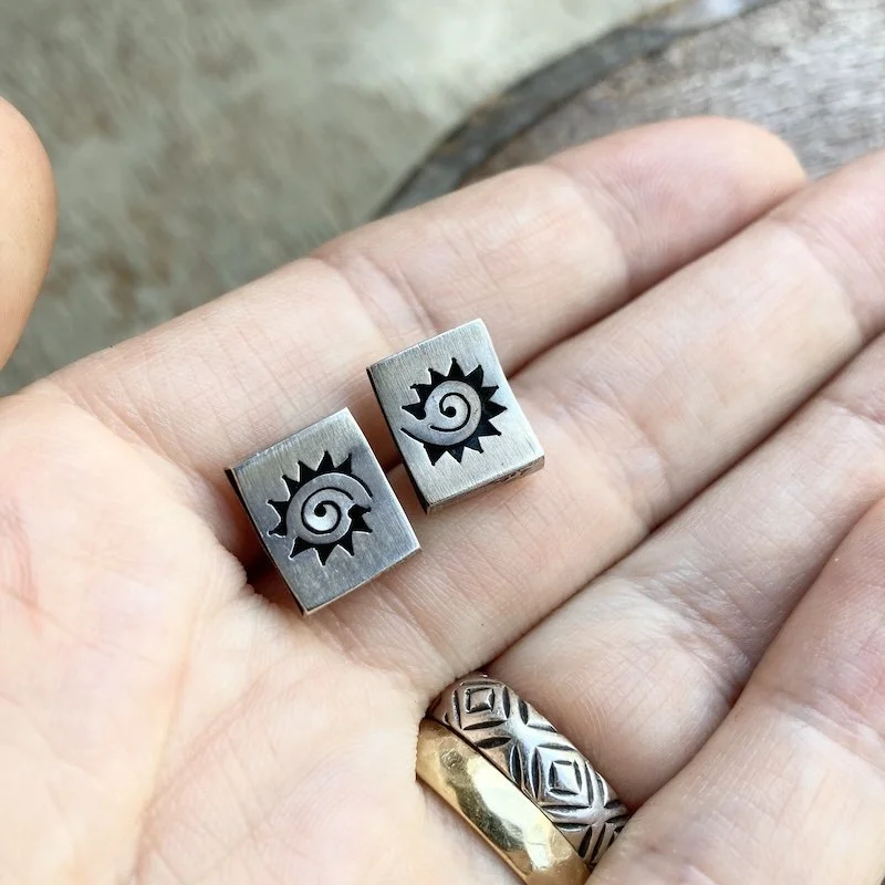 funky sterling silver spiral sun earrings 3.jpeg