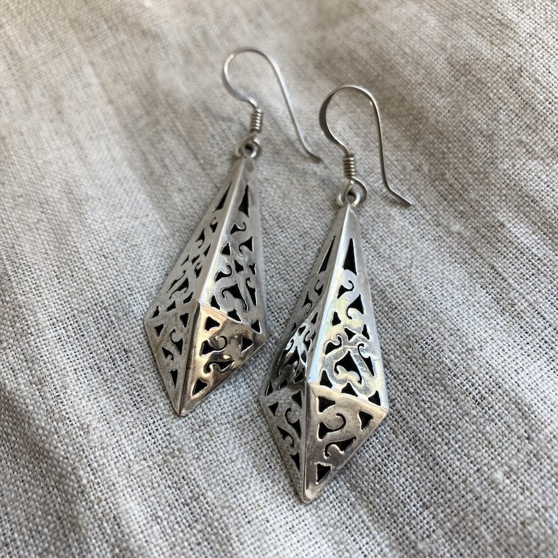 Lovely Vintage Mexican Sterling Silver Openwork Earrings