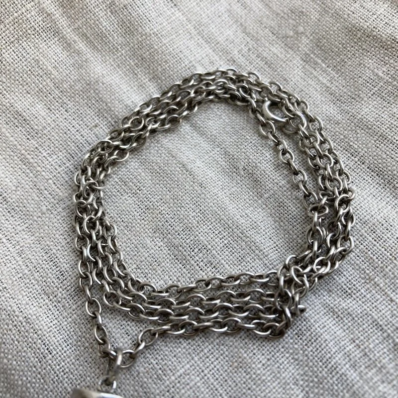 Amazing Vintage Sterling Silver and Carved Peace Sign Necklace