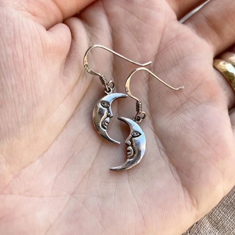Dreamy Sterling Silver Celestial Moon Earrings