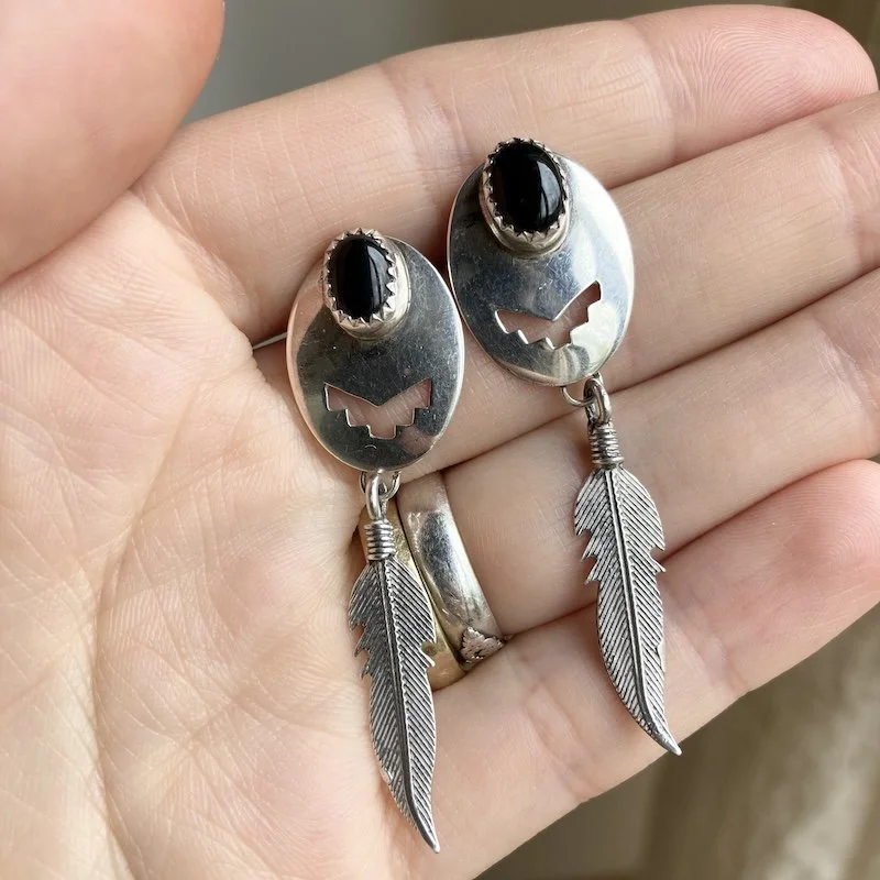 sterling silver Southwestern feather earrings 1.jpeg