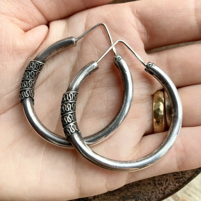 vintage large ornate sterling silver hoops 4.jpeg