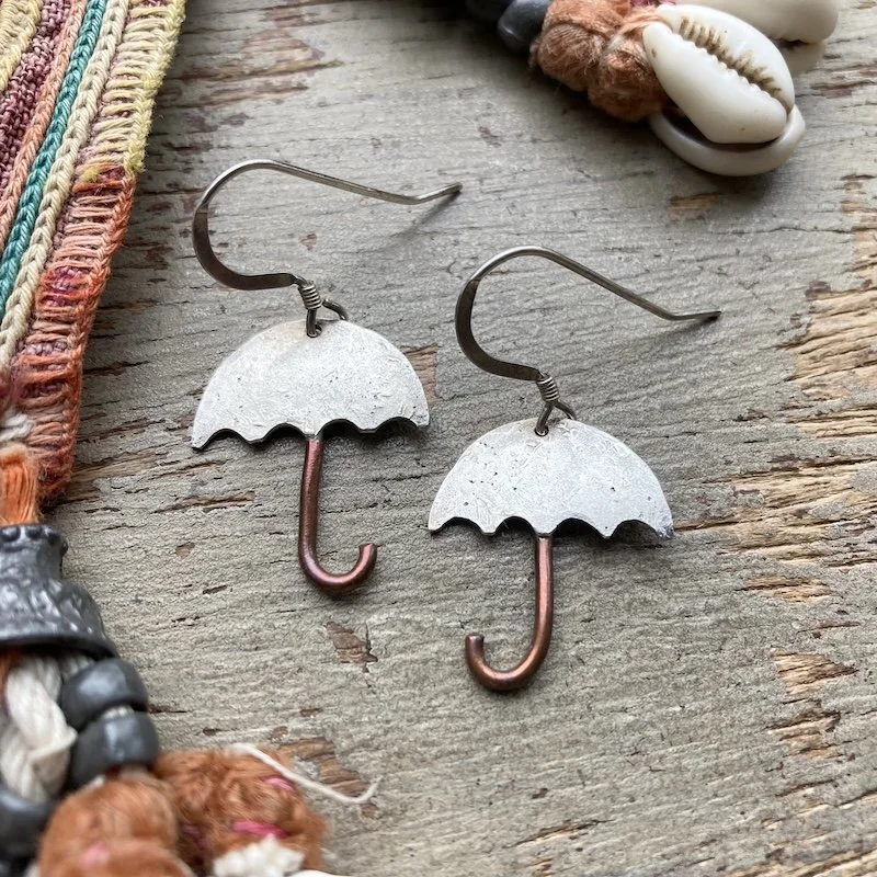 handmade sterling silver and copper umbrella earrings 1.jpeg