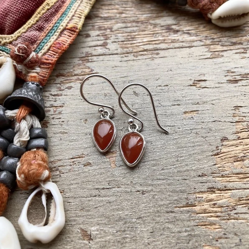 simple sterling silver and carnelian earrings 1.jpeg