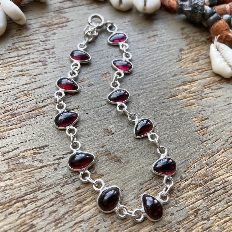Pretty Sterling Silver and Garnet Bracelet