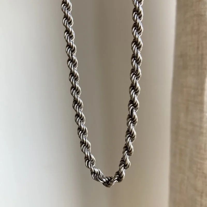 Fab Vintage Sterling Silver Rope Twist Chain Necklace