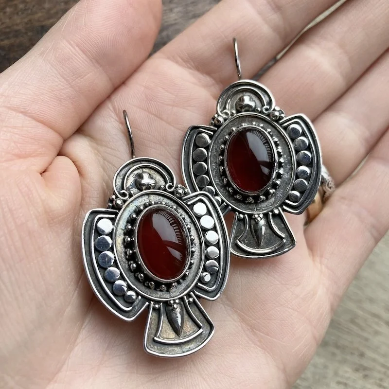 Balinese Suarti sterling silver and carnelian earrings 4.jpeg