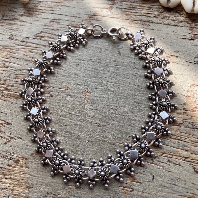 Beautiful Ornate Sterling Silver Indian Bracelet