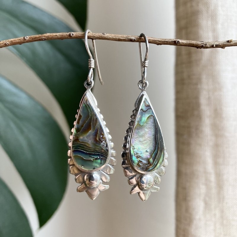 vintage sterling silver and abalone shell earrings 5.jpeg