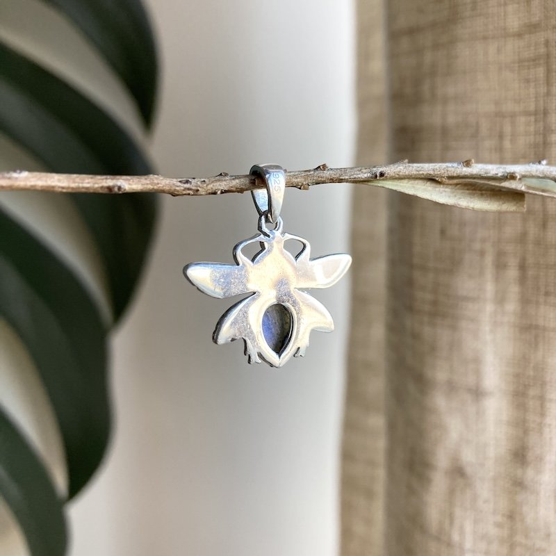 sterling silver and labradorite bee pendant 2.jpeg