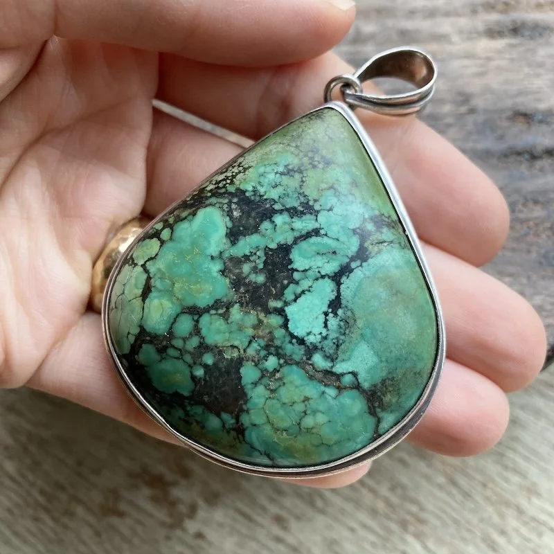 huge vintage sterling silver turquoise pendant 4.jpeg