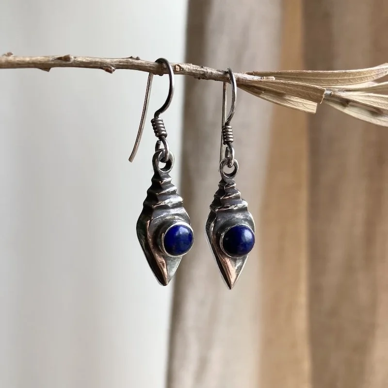chunky solid silver and lapis lazuli earrings 5.jpeg