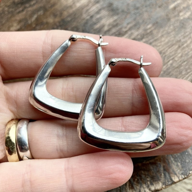 Fab Large Sterling Silver Creole Hoops