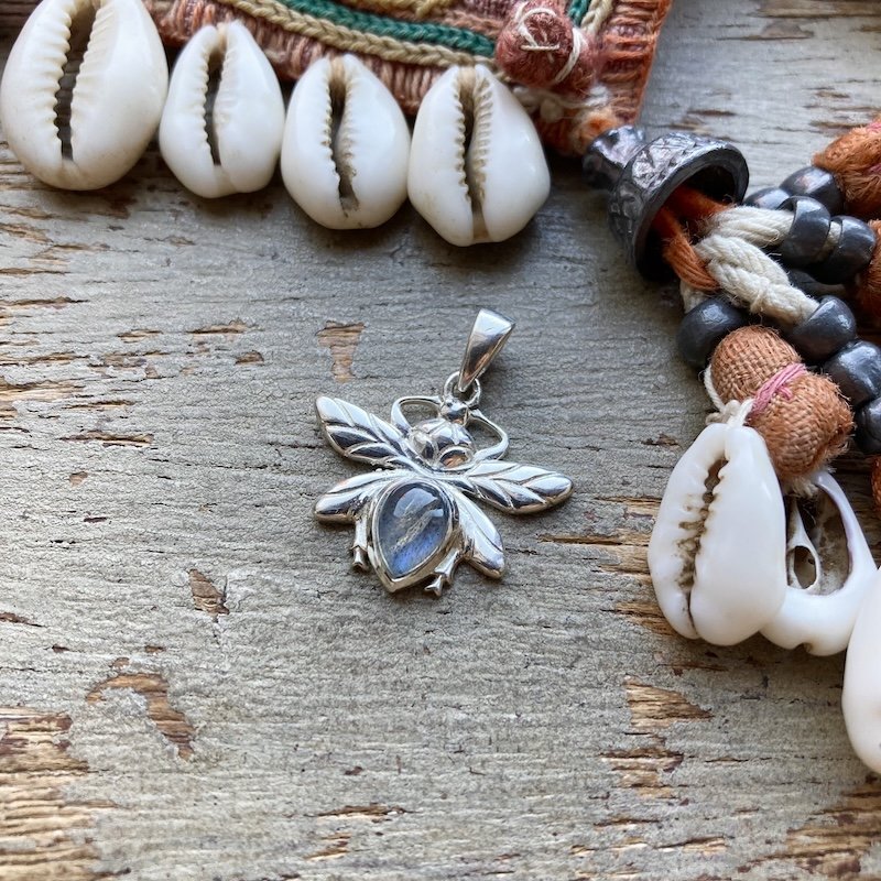 sterling silver and labradorite bee pendant 3.jpeg
