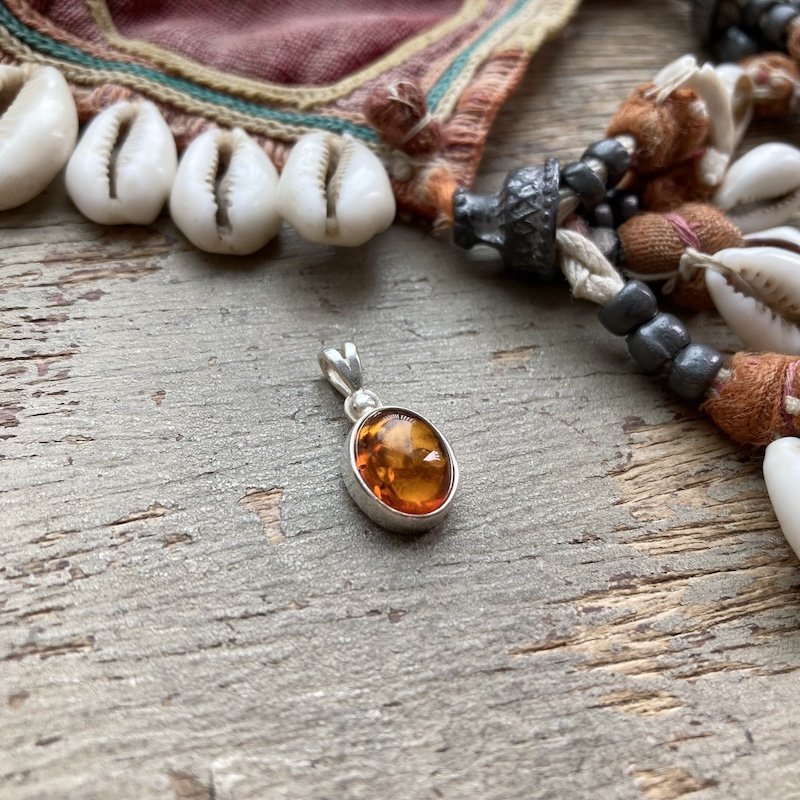 Cute Little Sterling Silver Amber Pendant