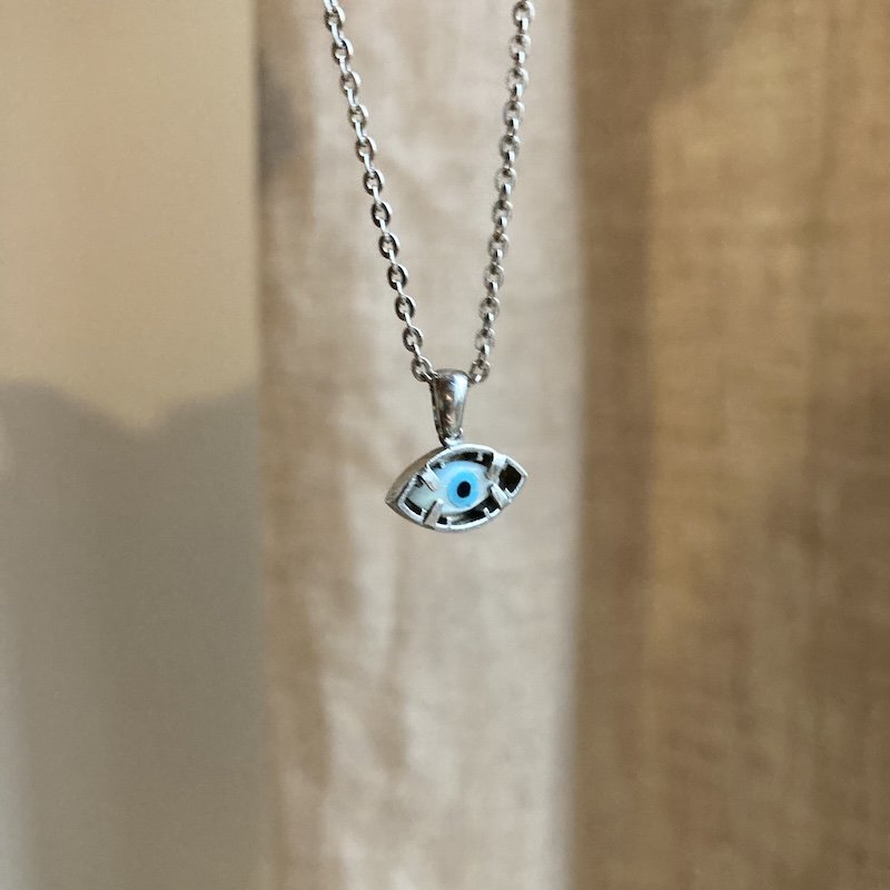 Funky Vintage Sterling Silver Eye Necklace