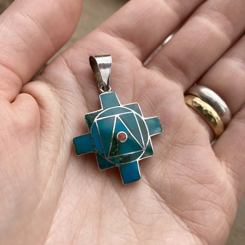 Peruvian 950 silver inlaid chakana pendant 1.jpeg