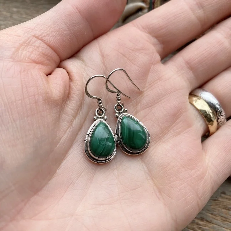 sterling silver malachite teardrop earrings 4.jpeg
