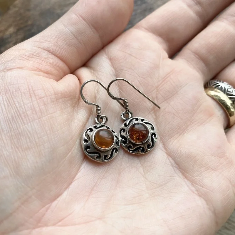 vintage sterling silver amber earrings 4.jpeg