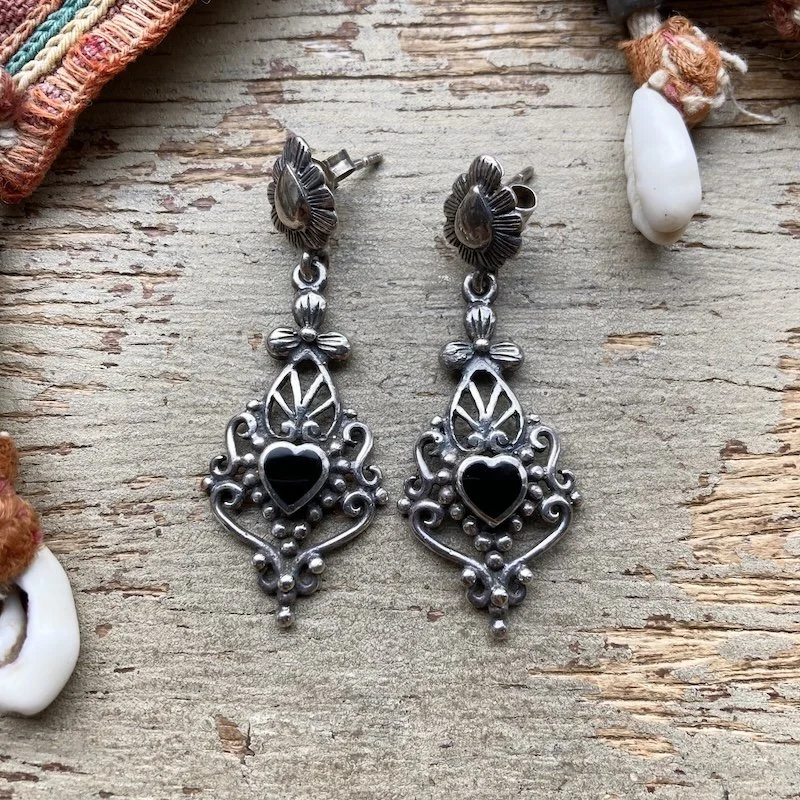 vintage sterling silver openwork dangly earrings 1.jpeg
