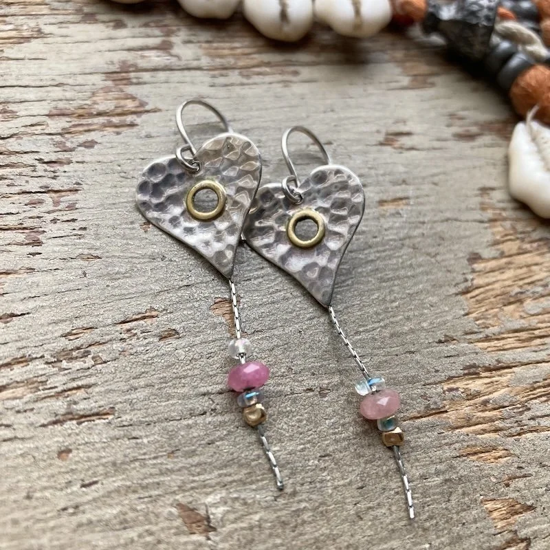 sterling silver dangly love heart earrings.jpeg