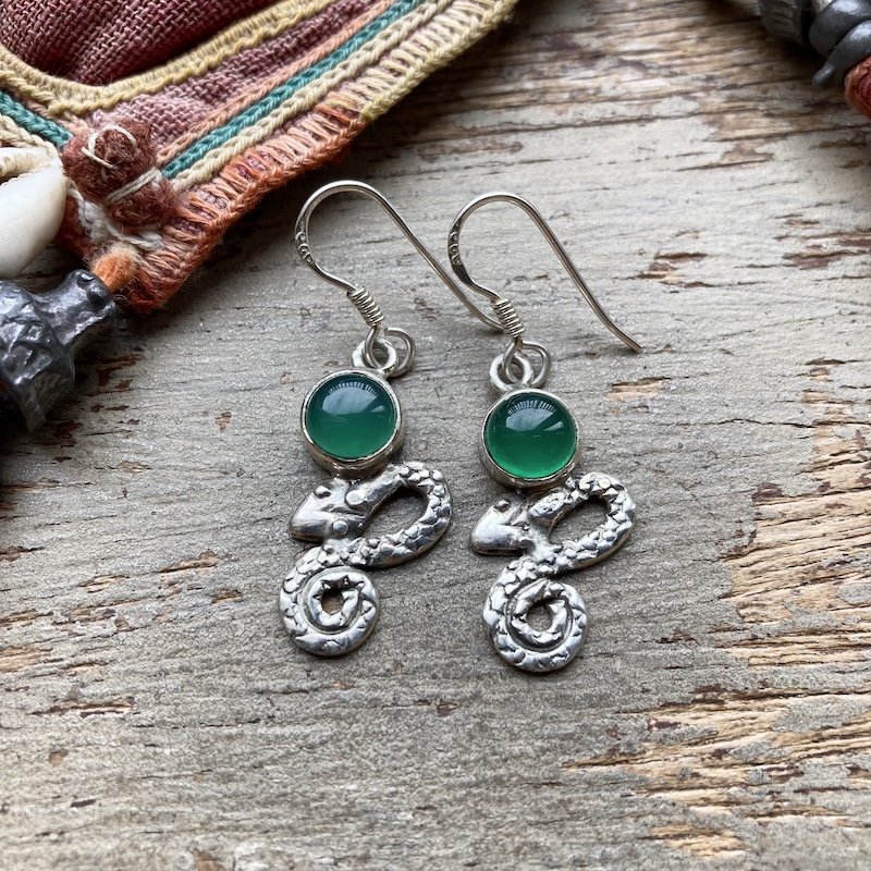 Funky Vintage Sterling Silver Snake Earrings