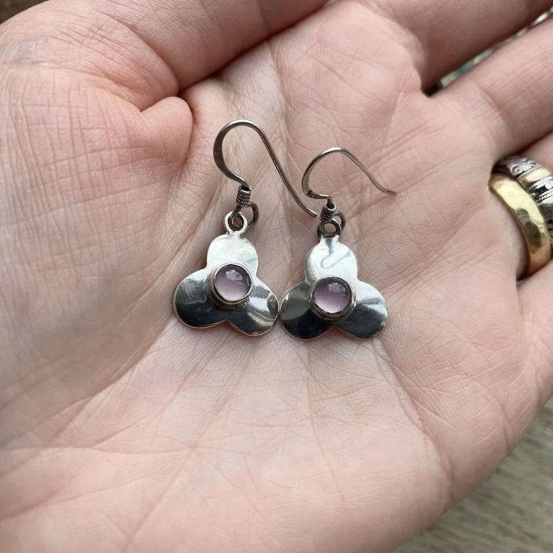 sterling silver rose quartz flower earrings 3.jpeg