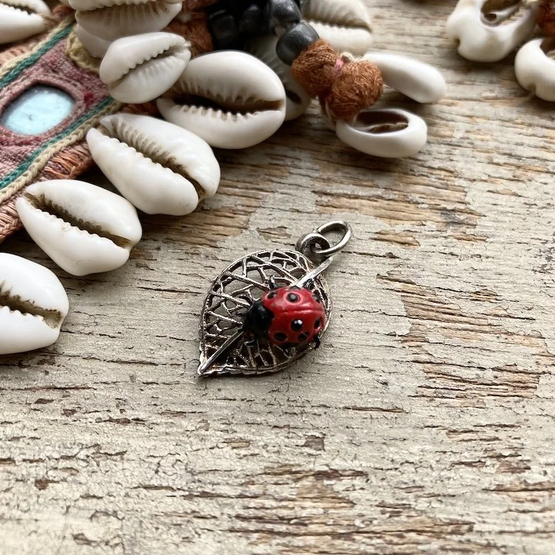 sterling silver leaf and ladybird pendant 1.jpeg
