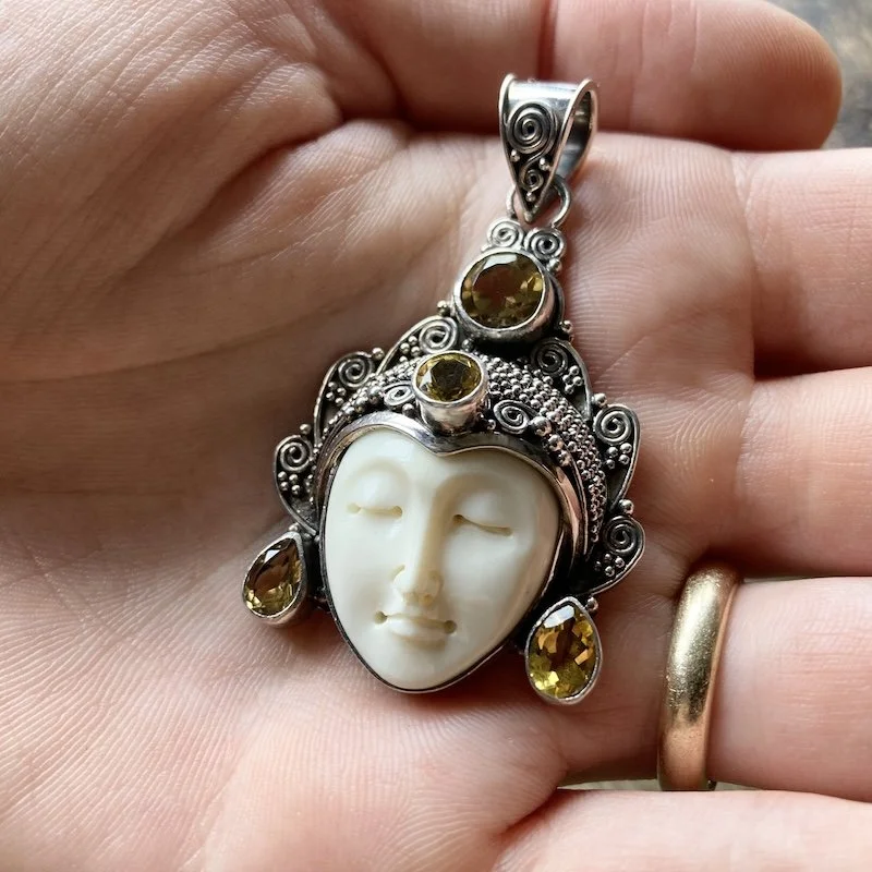 large sterling silver and citrine Balinese goddess pendant 4.jpeg