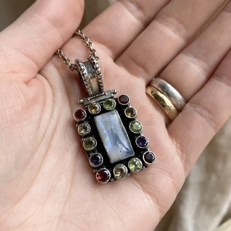 vintage sterling silver multi-gemstone necklace 4.jpeg