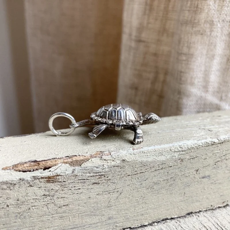 Vintage Sterling Silver Tortoise and Hare Pendant
